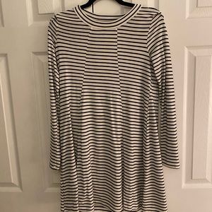 BCBGeneration Black and White Long Sleeve Striped Dress | small